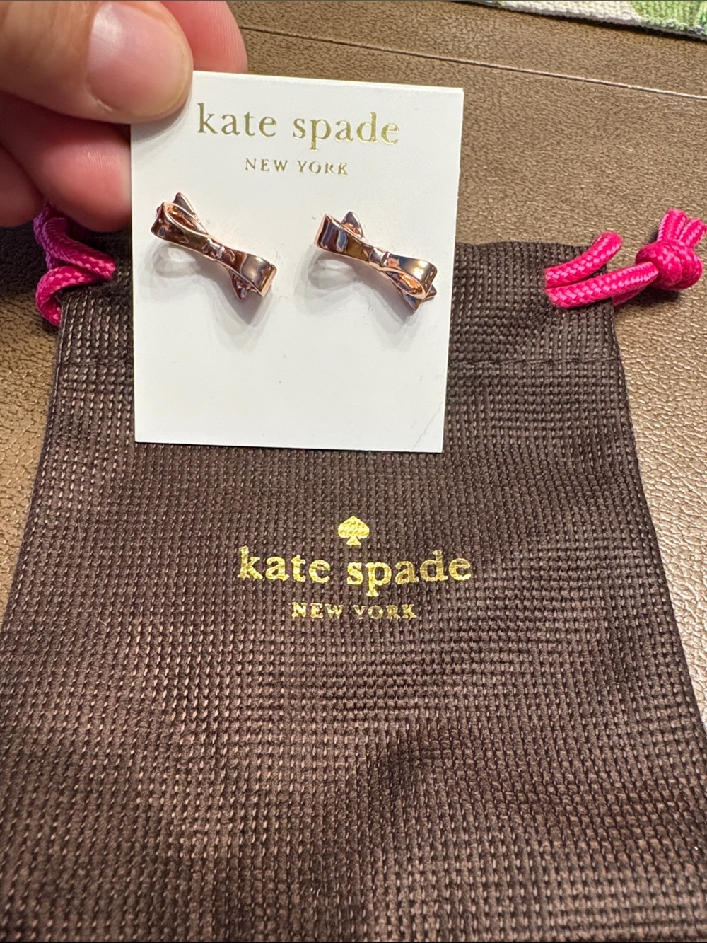 kate spade Rose Gold Bow Stud Earrings Shiny Rose Gold